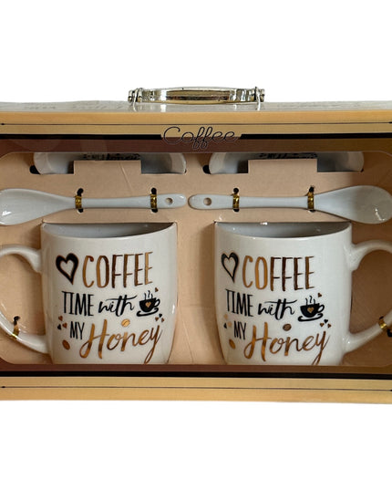 Set cadou 2 căni cu capac și linguriță  HK1647