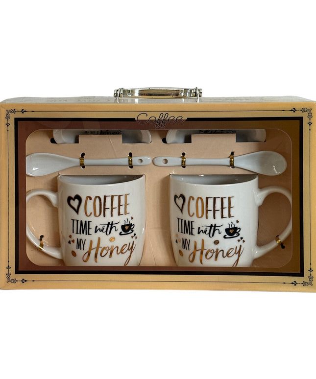 Set cadou 2 căni cu capac și linguriță  HK1647