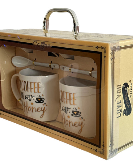 Set cadou 2 căni cu capac și linguriță  HK1647