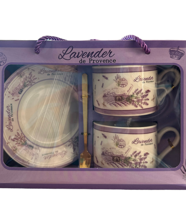 Set cadou 2 căni cu farfurie și linguriță HM16