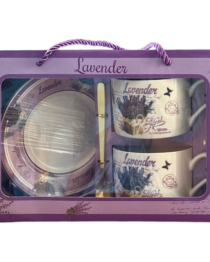 Set cadou 2 căni cu farfurie și linguriță HM16