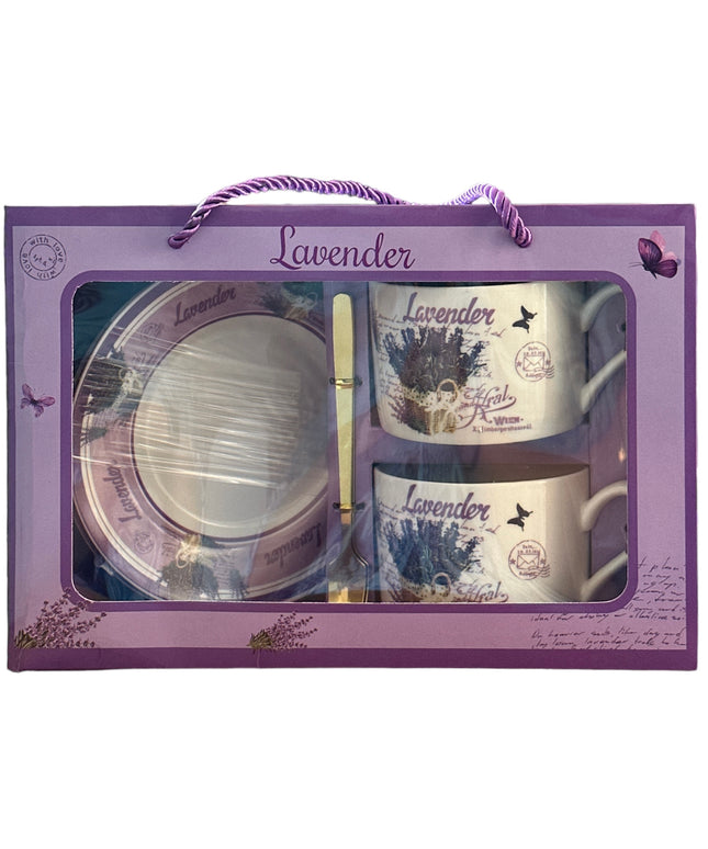 Set cadou 2 căni cu farfurie și linguriță HM16