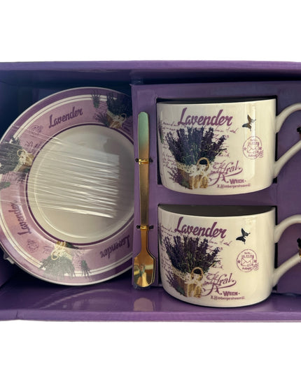 Set cadou 2 căni cu farfurie și linguriță HM16