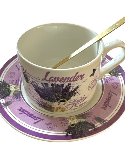 Set cadou 2 căni cu farfurie și linguriță HM16