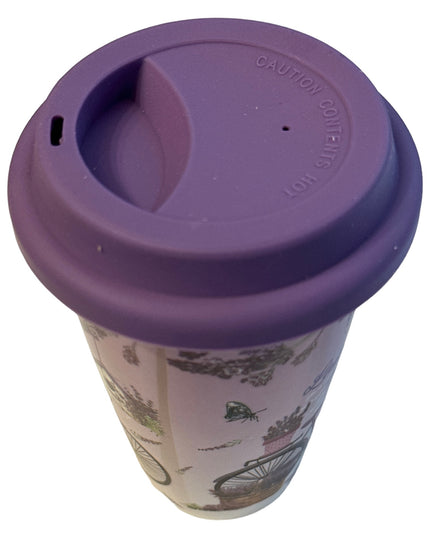 Pahar ceramic cu capac din silicon 15cm