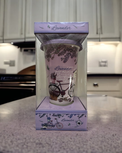 Pahar ceramic cu capac din silicon 15cm