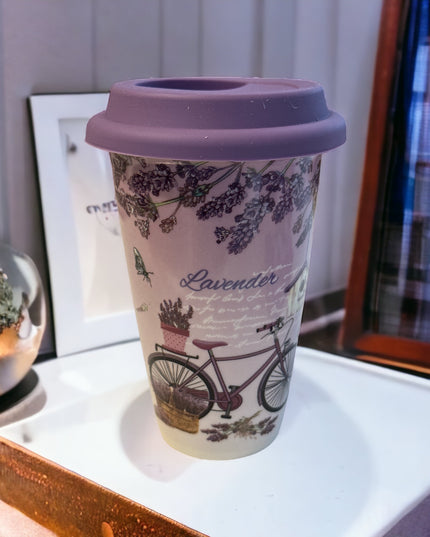 Pahar ceramic cu capac din silicon 15cm