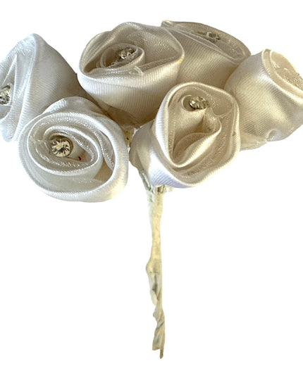 Cocardă trandafiri saten 6 fire 10cm