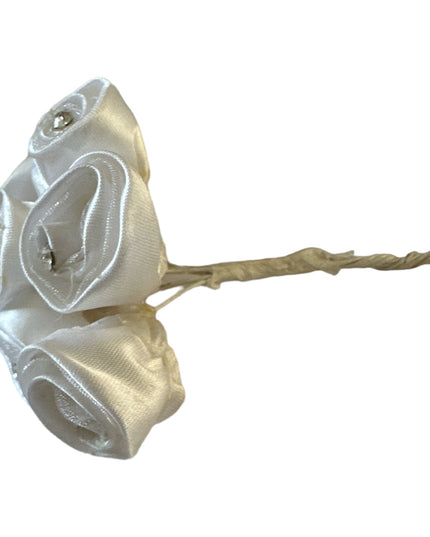 Cocardă trandafiri saten 6 fire 10cm