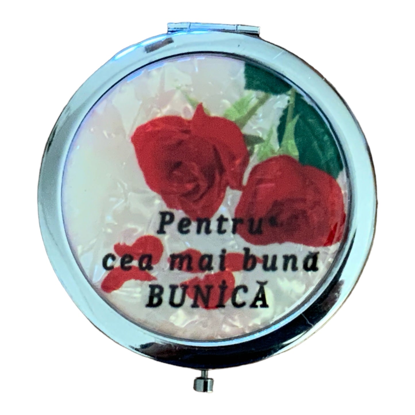 Oglindă metalică de poșetă BUNICA