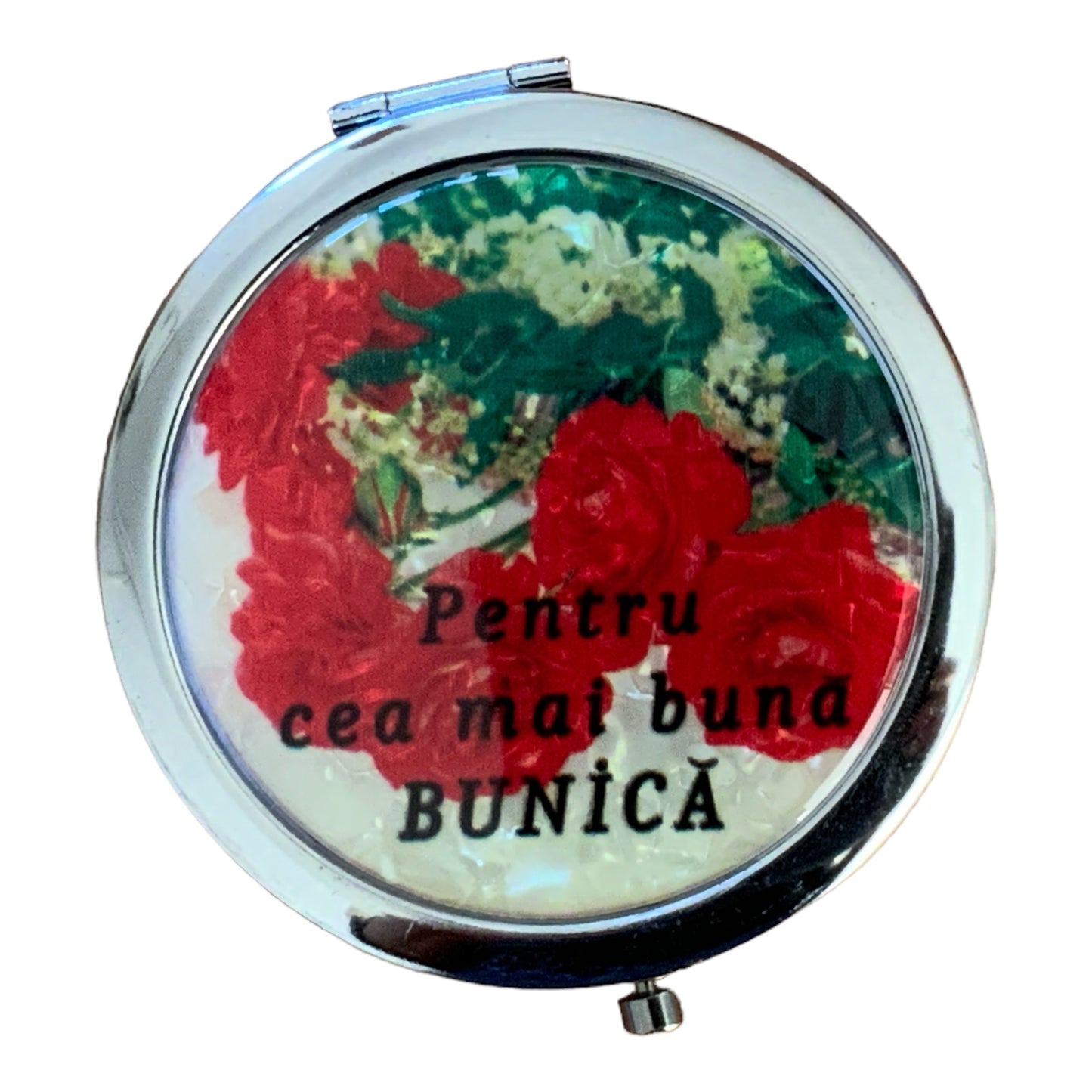 Oglindă metalică de poșetă BUNICA