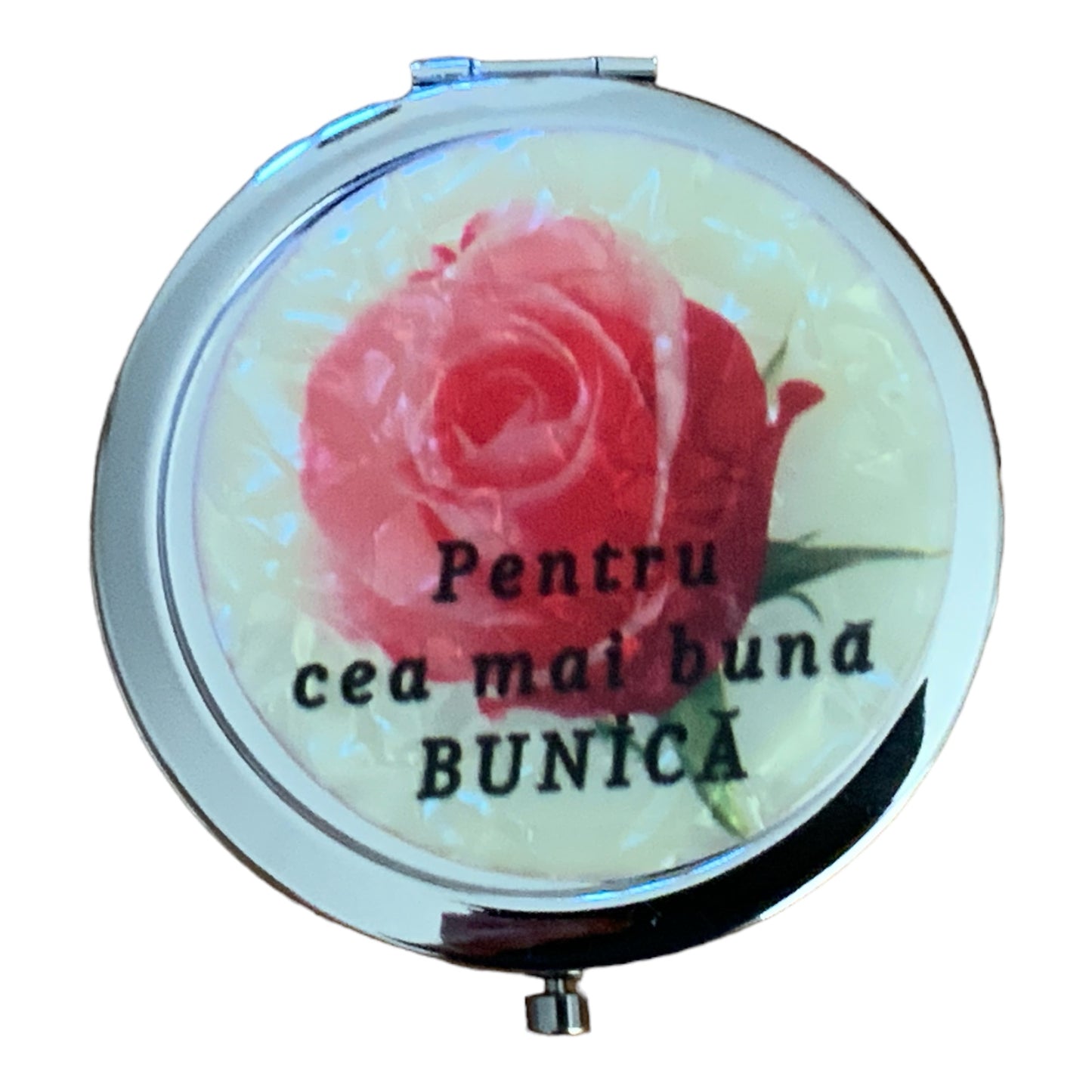 Oglindă metalică de poșetă BUNICA