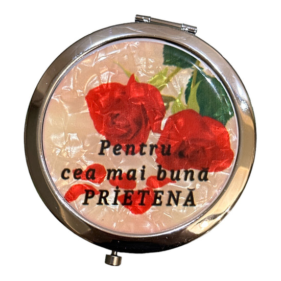 Oglindă metalică de poșetă PRIETENA