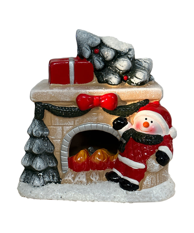 Figurină Crăciun Șemineu cu lumini 13cm 905-2