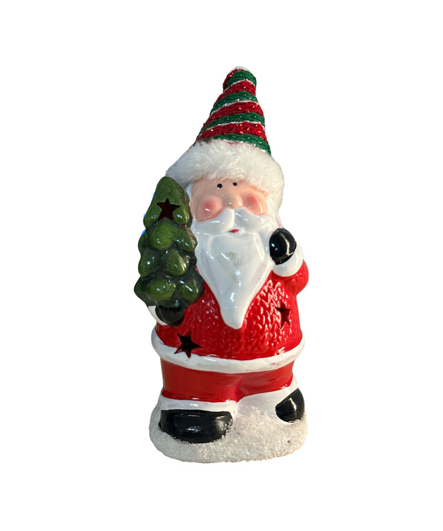 Figurină Crăciun cu lumini Moș cu fes 17cm 905-6