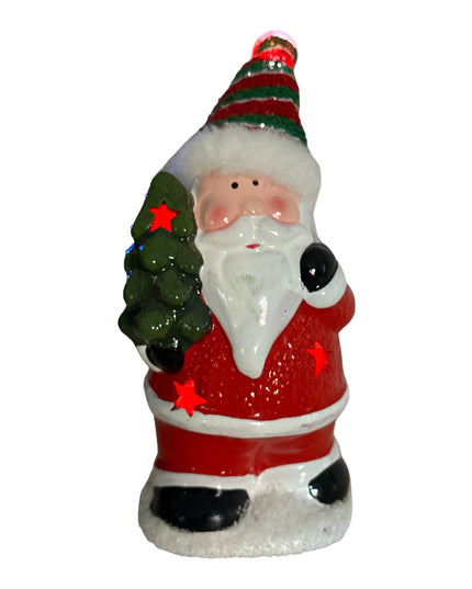 Figurină Crăciun cu lumini Moș cu fes 17cm 905-6