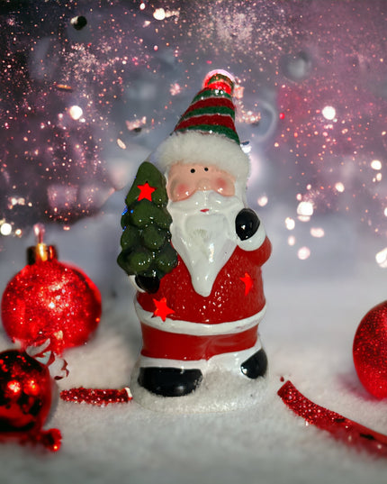 Figurină Crăciun cu lumini Moș cu fes 17cm 905-6