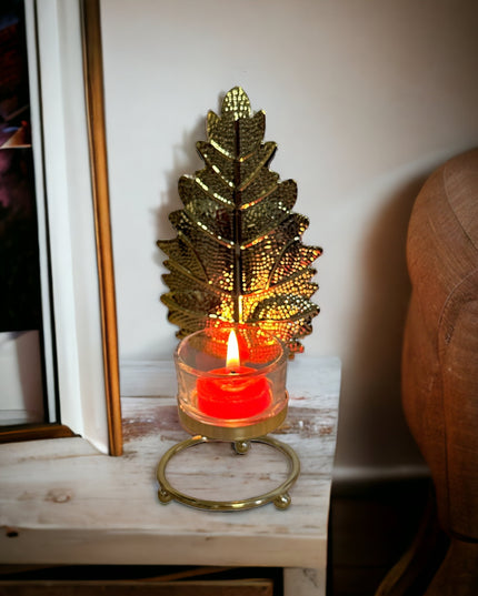 Suport lumânare Frunză metal 910-1 19cm