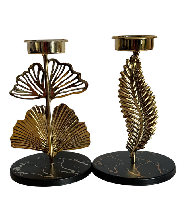 Suport lumânare Frunză metal 15cm 910-3