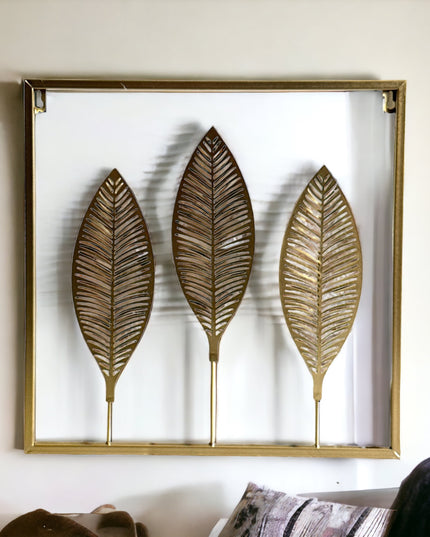 Tablou metalic de perete Frunze 38cm