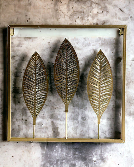 Tablou metalic de perete Frunze 38cm