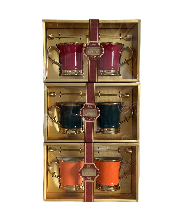 Set cadou 2 căni cu linguriță metal 307