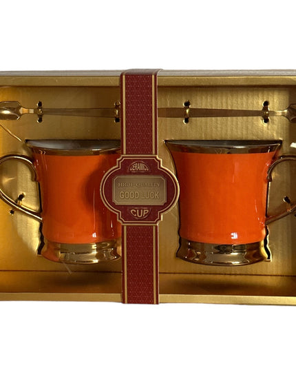 Set cadou 2 căni cu linguriță metal 307