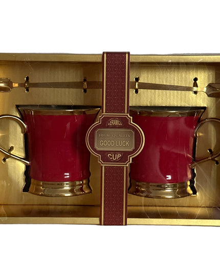 Set cadou 2 căni cu linguriță metal 307