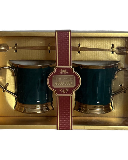 Set cadou 2 căni cu linguriță metal 307