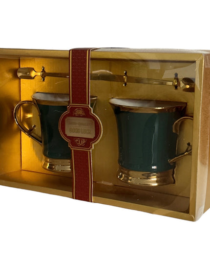 Set cadou 2 căni cu linguriță metal 307