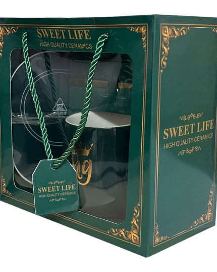 Set cadou cană King cu capac , linguriță și încălzitor 901-35