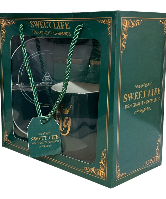 Set cadou cană King cu capac , linguriță și încălzitor 901-35