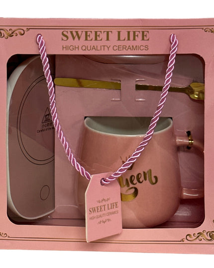 Set cadou cană Im Queen cu capac , linguriță și încălzitor 901-35