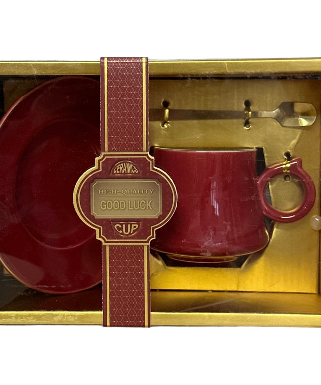 Set cadou ceașcă Good Luck cu farfurie și linguriță 901-30