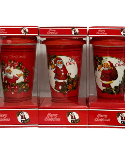 Pahar ceramic Crăciun cu capac silicon QF824