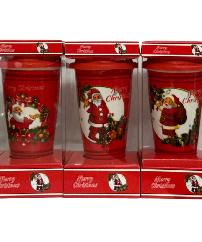 Pahar ceramic Crăciun cu capac silicon QF824