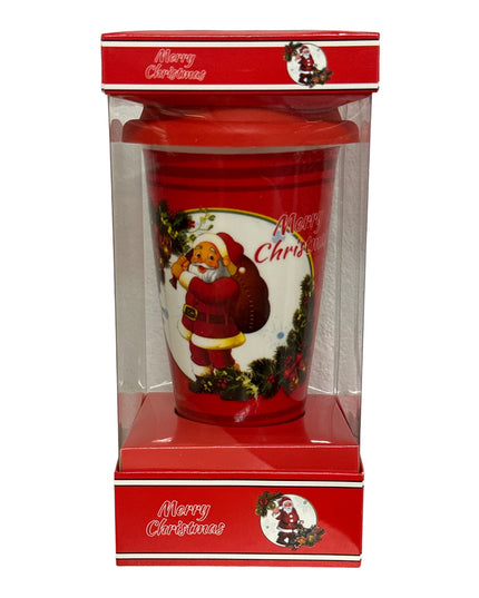 Pahar ceramic Crăciun cu capac silicon QF824