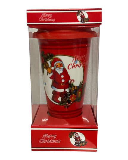 Pahar ceramic Crăciun cu capac silicon QF824