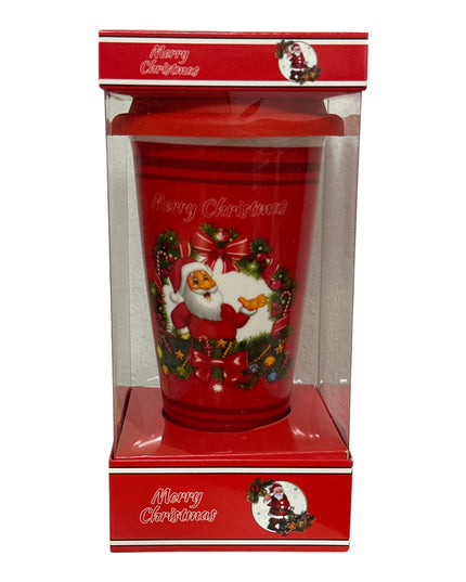 Pahar ceramic Crăciun cu capac silicon QF824