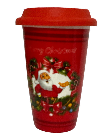 Pahar ceramic Crăciun cu capac silicon QF824
