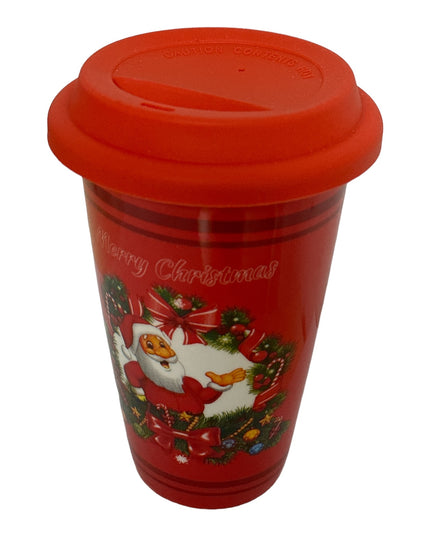 Pahar ceramic Crăciun cu capac silicon QF824