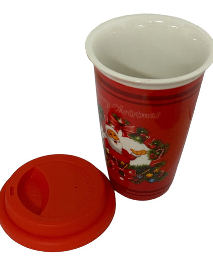 Pahar ceramic Crăciun cu capac silicon QF824