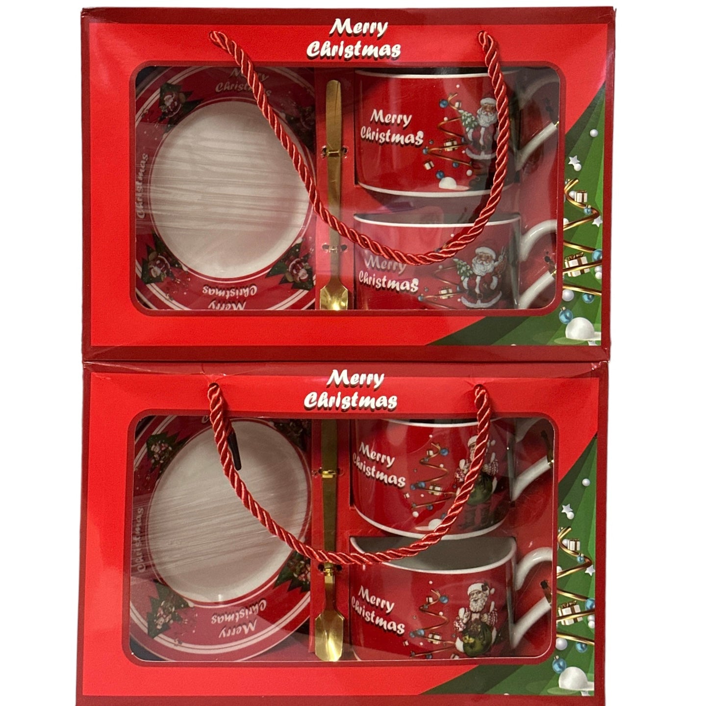Set cadou Crăciun 2 cești cu farfurie și linguriță HM170B