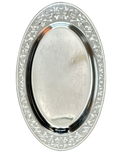 Tavă ovală Alpaca cu flori 38cm