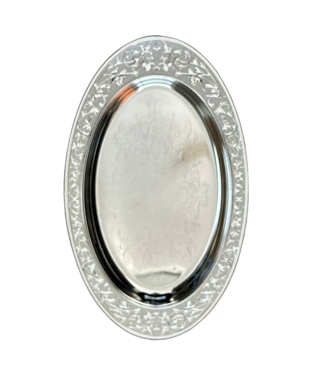 Tavă ovală Alpaca cu flori 38cm