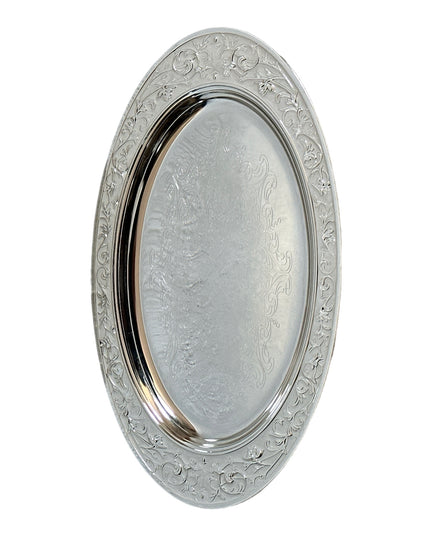 Tavă ovală Alpaca cu flori 38cm