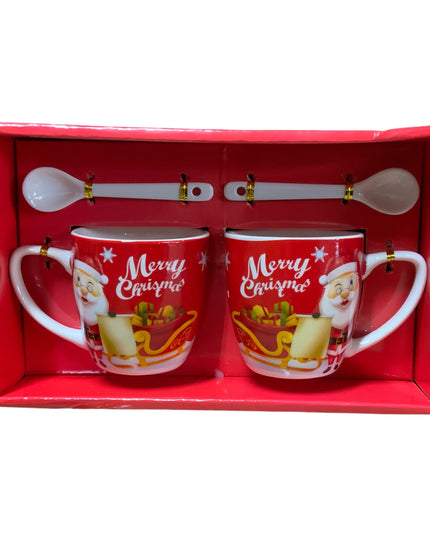 Set cadou Crăciun 2 căni cu linguriță AT1843-B