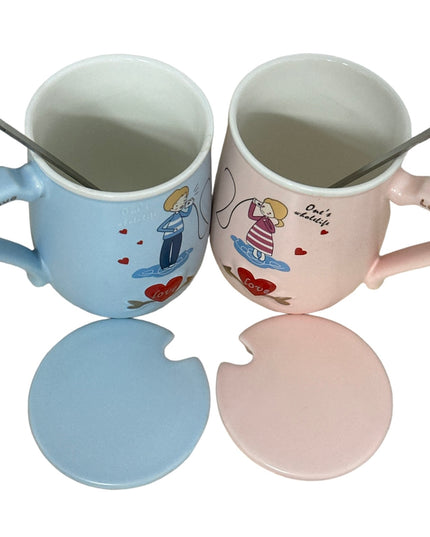 Set cadou 2 căni Love cu capac și linguriță 1014-1