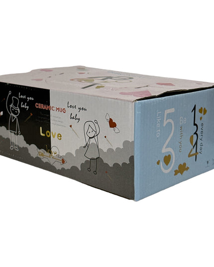 Set cadou 2 căni Love cu capac și linguriță 1014-1