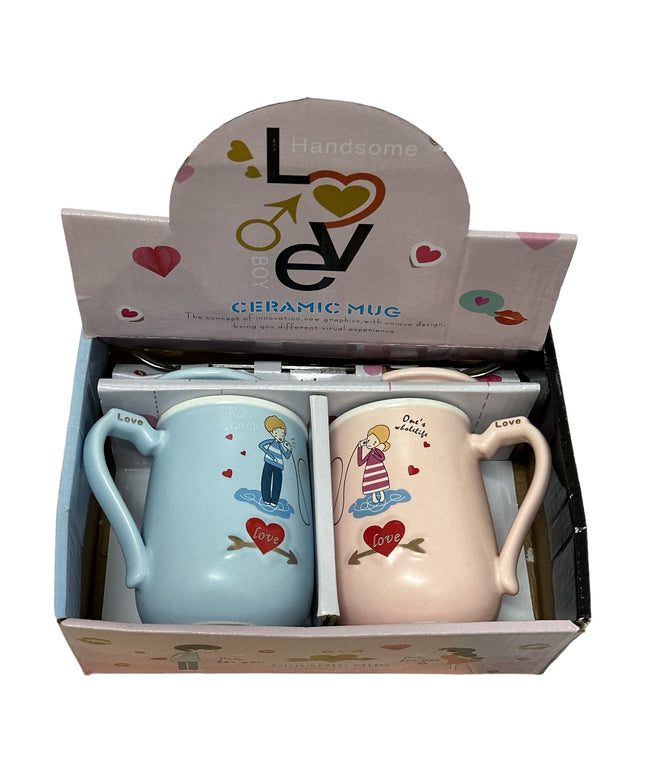 Set cadou 2 căni Love cu capac și linguriță 1014-1